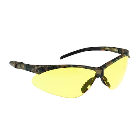 Safety Glasses, Wraparound Amber  Lens, Anti-Fog, Scratch-Resistant,